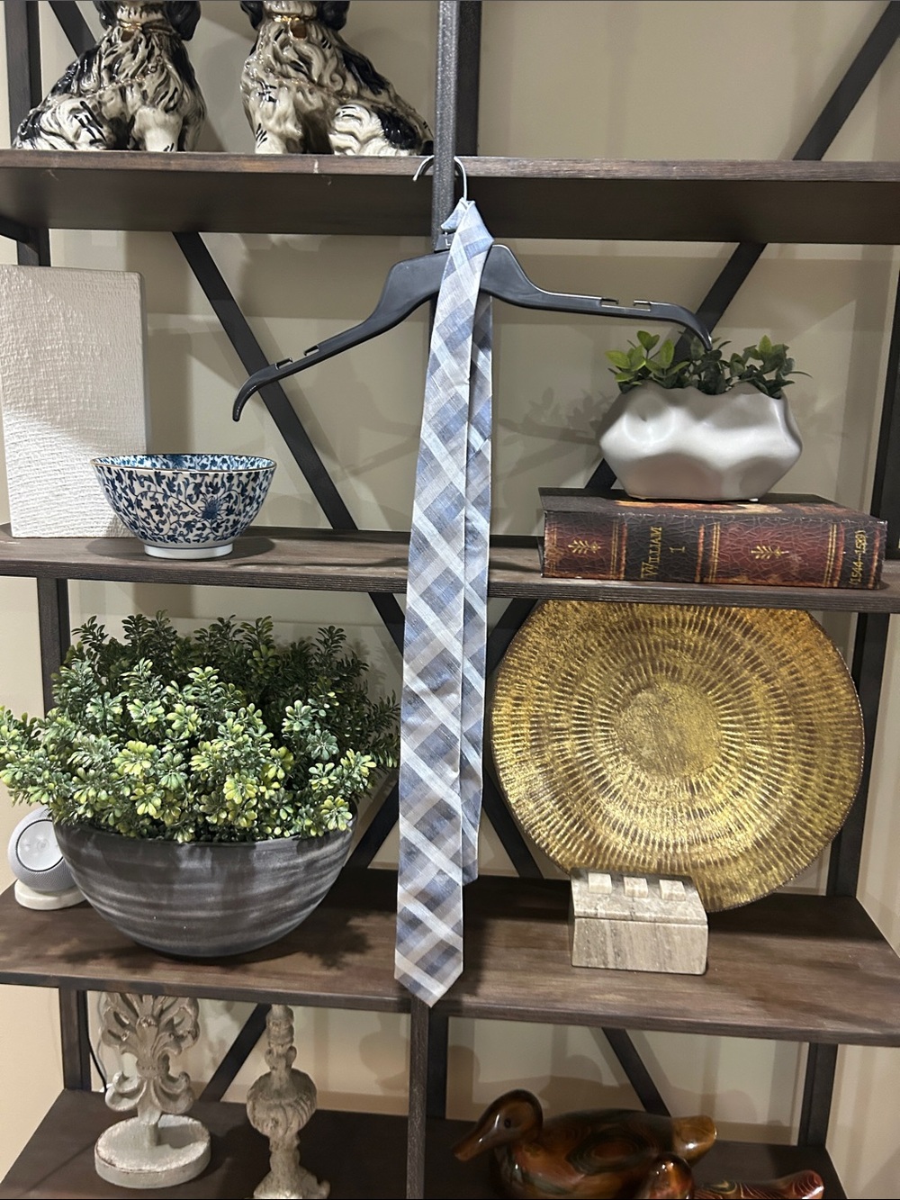 Light Blue and Gray Plaid Men's Tie use for a women’s belt